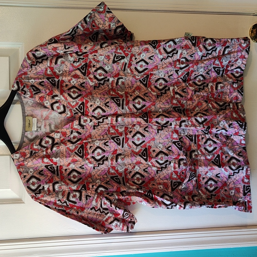 Pink and red scrub top